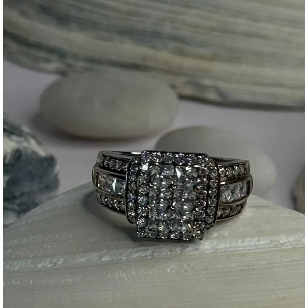 925 Sterling Silver Cz Ring Size 9